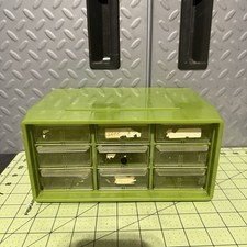 Rare Akro-Mils Green Cabinet With 9 Drawers 20-501 Storage Bins Organizers