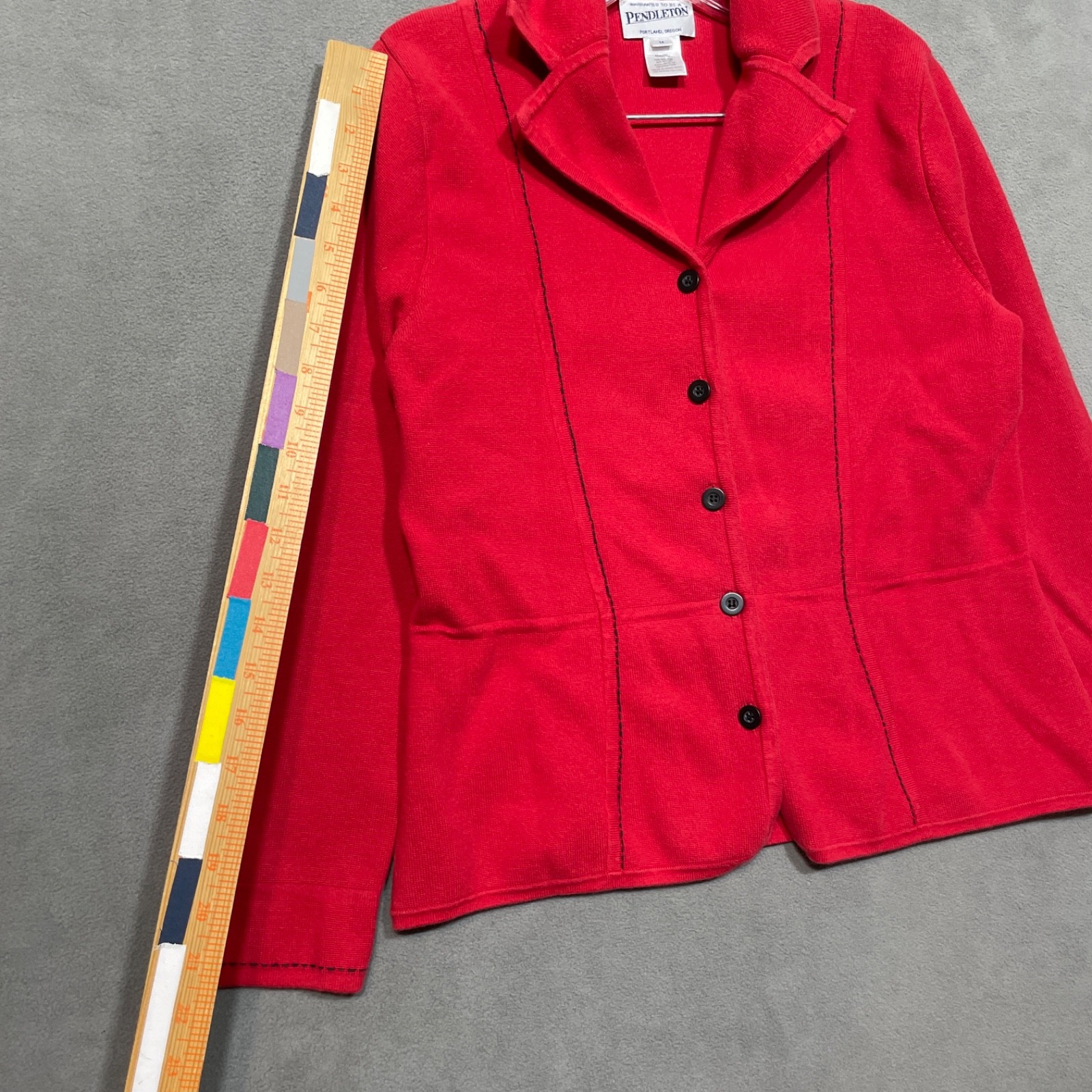 Pendleton Sweater Button Light M Red Comfort Work… - image 9