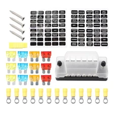 6 Way Blade Fuse Block Car Boat Auto Power Distribution Holder Box Kit US