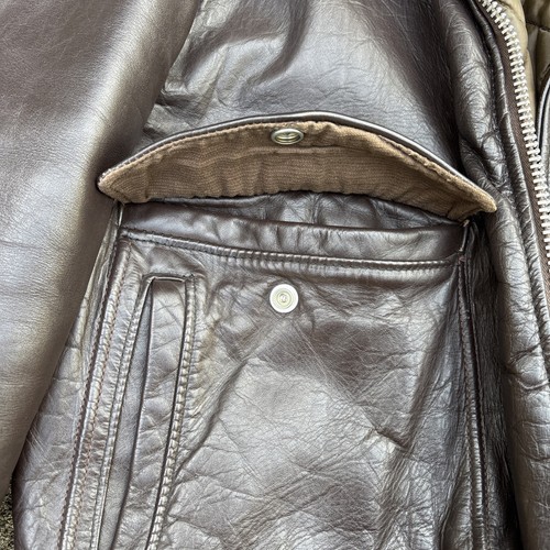 Vintage Schott Men’s 46 Flight Jacket Brown Leather I-S-674-M-S Talon Full Zip - Picture 19 of 24