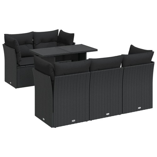 Garden Sofa Set with Cushions Modular Sofa 6 Piece Black Poly Rattan vidaXL - Picture 3 of 17
