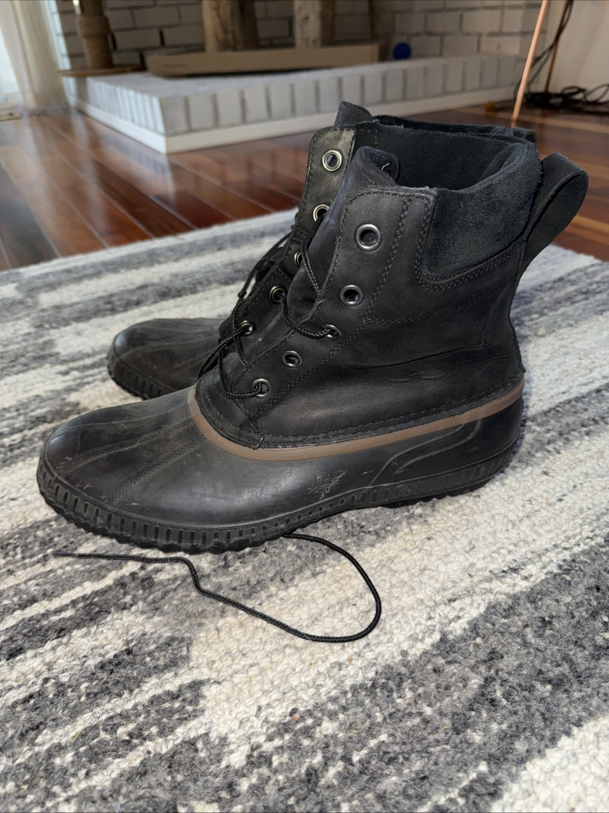 Sorel Men's 13 Cheyanne Waterproof WP Black Leather Rain Duck Boots - NM1704-010