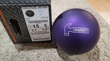 Hammer Purple Pearl Urethane Bowling Ball  15 Pounds  3-4" Pin  2.7oz TW