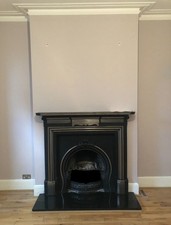 Complete Victorian Style Cast Iron Fireplace Insert, Surround, Granite Hearth