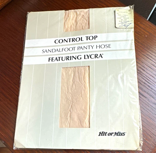 Hit or Miss Control Top Sandal Toe Pantyhose Linen Tall Nylon/Spandex