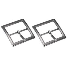 2Pcs 1.5" Single Prong Belt Buckle Square Center Bar Buckles for Belt Black