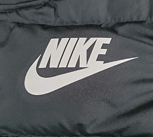 Nike Jacket Kids XS Black Puffer Therma Fit Grey Duck Down Coat Swoosh Zip Youth - Picture 9 of 10