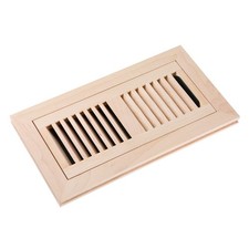 Homewell Maple Wood Floor Register, Flush Mount Vent Damper, 4x10 In, Unfinished