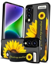 Compatible for Samsung Case Cute with Strap Galaxy S25 Edge Yellow Sunflower
