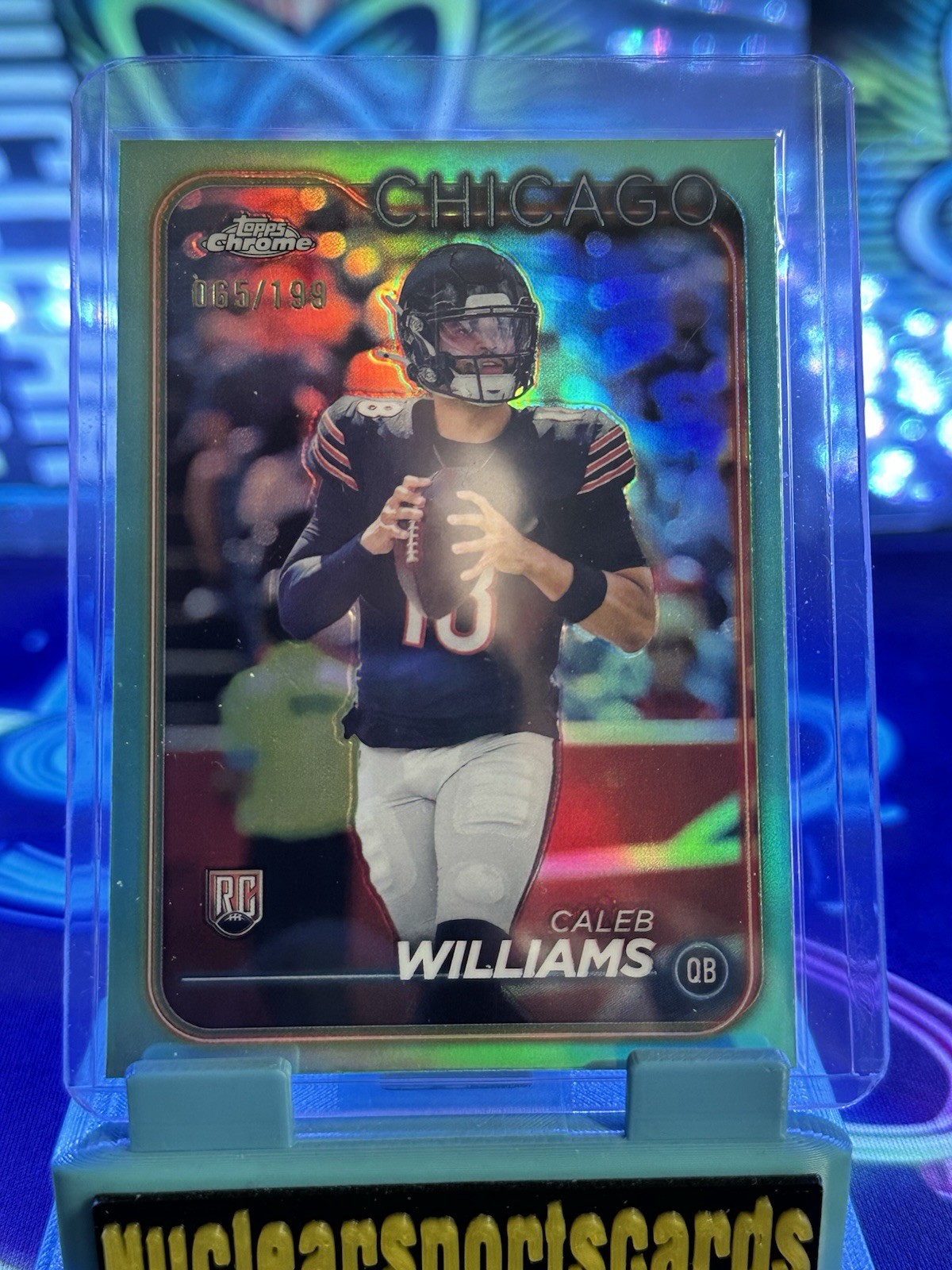 2024 Topps Chrome - Rookies Caleb Williams #202 Aqua Refractor /199 (RC)
