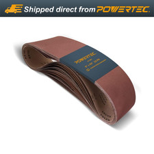 POWERTEC 6x48" Sanding Belts 80 Grit Aluminum Oxide Belt Sander 10 Pack