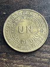 1960 Republic Of Peru 1 One Un Sol De Oro Rare Actual Coin TB9896*