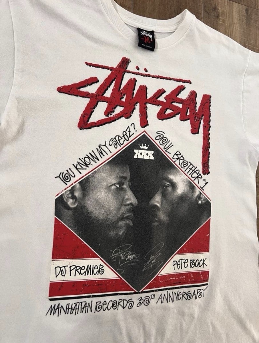 Stussy x Manhattan Records 30th DJ Premier Pete Rock Tee White M