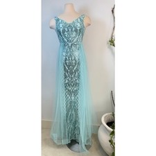 Light Blue Mermaid Elegant Prom Dress  Party Gown  Festive Stunning Dress