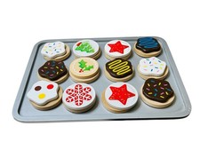 Melissa Doug wooden cookie sheet slice and bake Christmas cookies