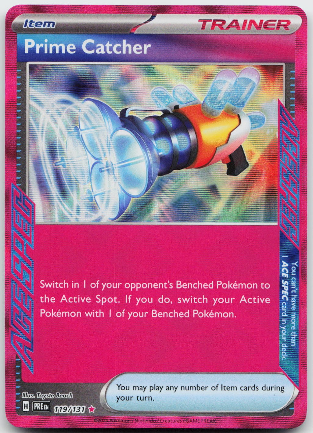 Prime Catcher 119/131 Holo ACE SPEC Rare Prismatic Evolutions Near Mint