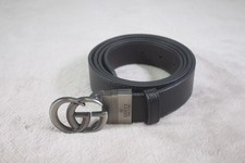 Reversible Black Leather Marmont Gucci Belt Silver GG 95cm Used
