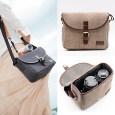 Vintage Canvas Camera Travel Bag Insert Case For DSLR SLR Canon Nikon Sony Lens