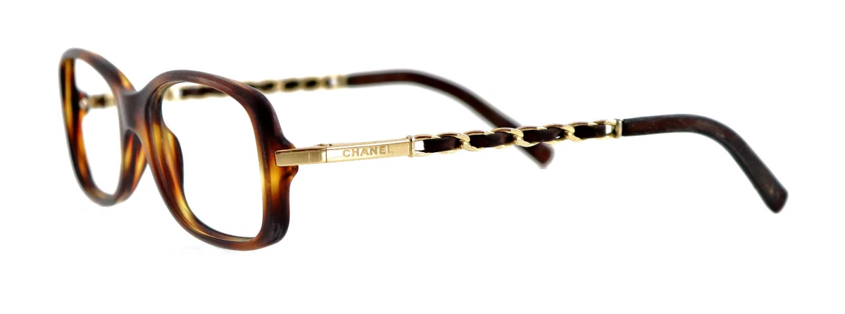 CHANEL CH 3134-Q 502 52mm Brown Havan Leather Chain Eyeglasses Frames Only  Italy