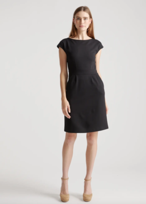 pastel black tie dress BLACK CAP SLEEVE KNIT T-SHIRT DRESS – Wilkins & Olander main image 1