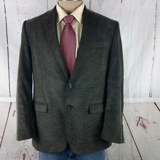 Chaps 40R Cotton Greenish Gray Pinstripe Corduroy Padded Elbow Suit Blazer Sport