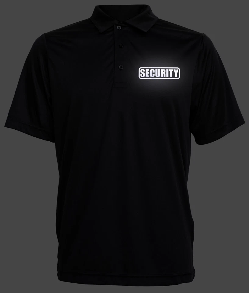SECURITY Black Polo REFLECTIVE design, Performance Polo w/ moisture wicking - Image 4 of 4