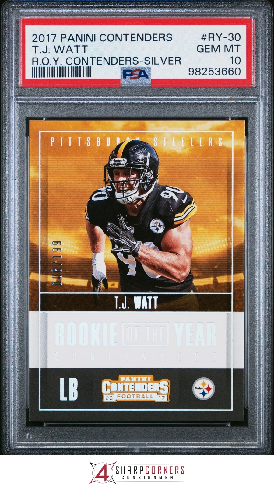 TJ Watt Panini Contenders Rookie of the Year Contenders #RY30 Silver