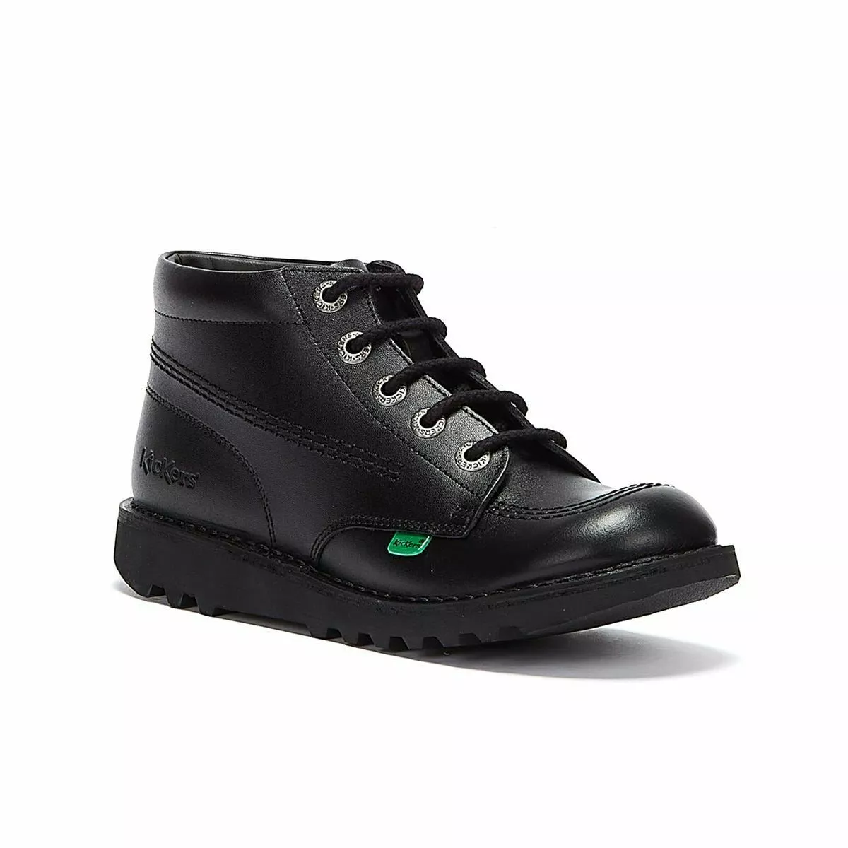 Boys Girls Kickers Kick Hi Youth Leather Ankle School Boots Black