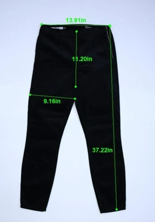 Leggings femininas Gap de veludo preto verdadeiro frente plana elástica com zíper lateral 29 R - Imagem 2 de 4