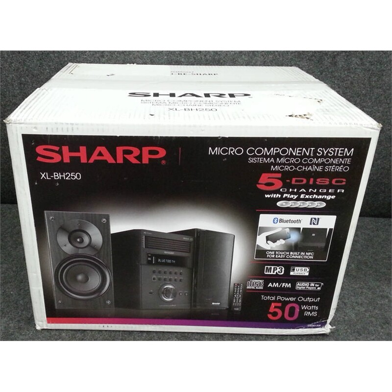 Sharp XLBH250 5Disc Micro Shelf Speaker System 50 Watts Black
