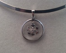 925 Sterling Silver Cubic Zirconia Accent Snowflake Design Slide Pendant