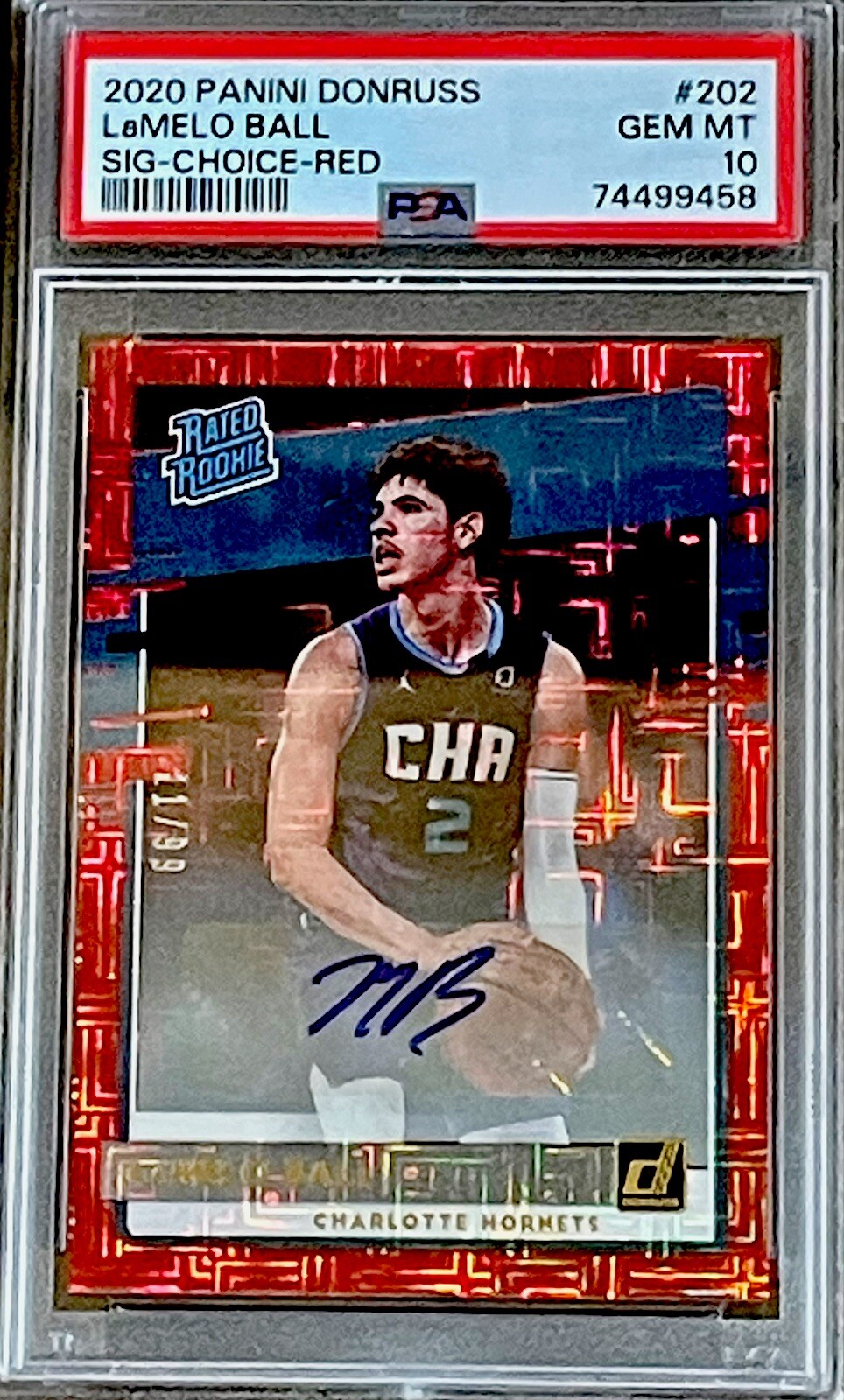 2020-21 Donruss LaMelo Ball Choice Red Rookie Auto RC /99 PSA 10 Gem MInt