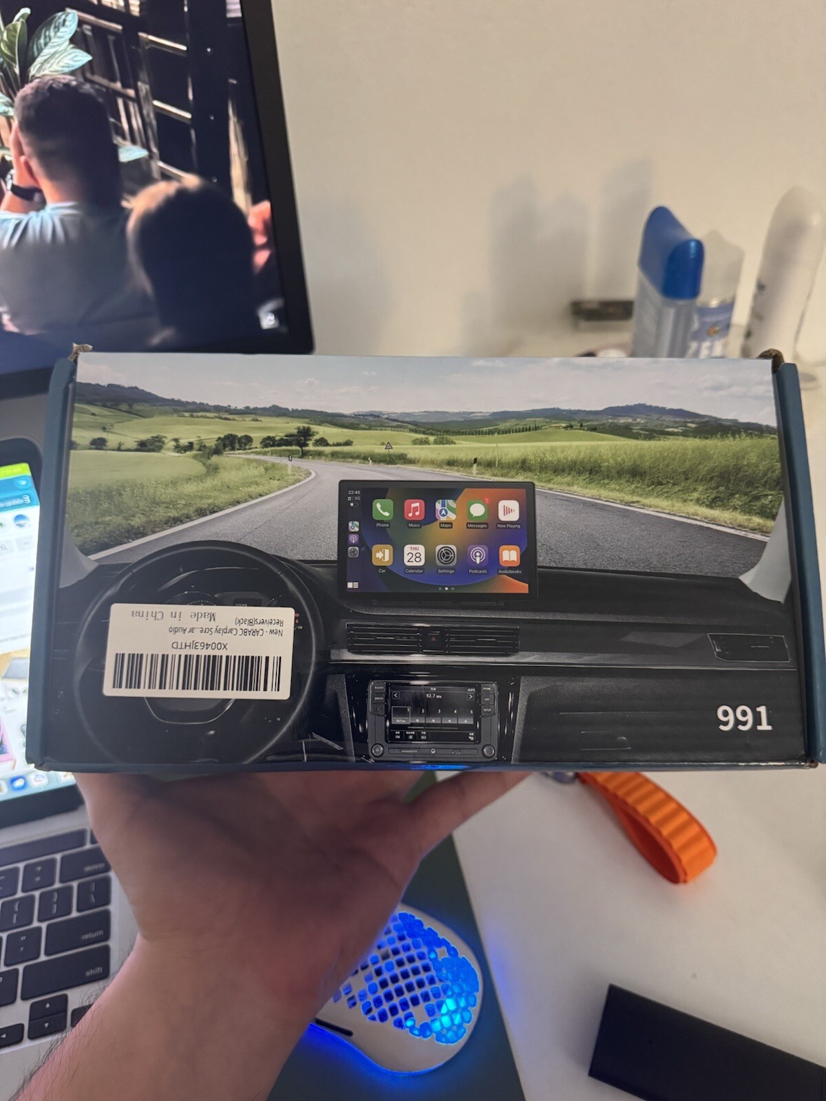 9” Portable Carplay - Android Auto, Monitor, with Backup And Front Dashcamera