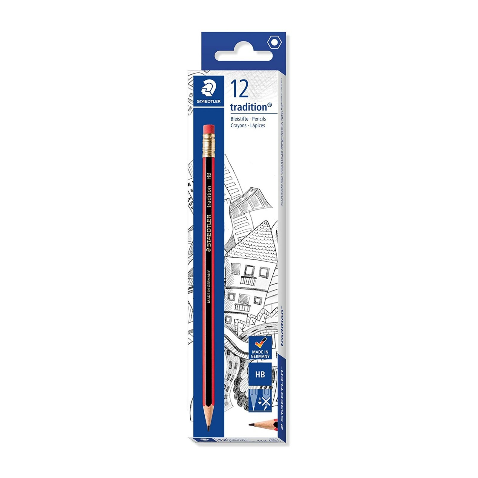 Staedtler 110 Tradition Pencil Cedar Wood with Eraser HB Pack 12 Code - Image 5