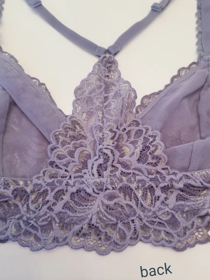 Sujetador Bralette Xhilaration Medio Encaje Floral Ajustable Espalda Corredora Correas Gris Foto 4 de 4