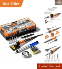 60W Adjustable Temperature Soldering Iron Kit - 12-in-1  Tools Included