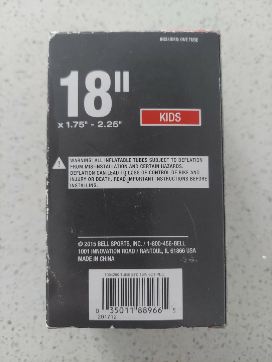 Chambre à Air Bell 18 Pouces Pour Vélo BMX Et Enfant - 1.75-2.25 - Valve Schrader