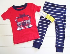 Boys Carter's 2 Pc Red Firetruck Snug Fit Short Sleeve Shirt  Pants Pajamas 12M