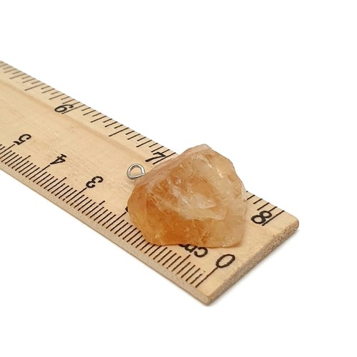 Necklace Raw Citrine Nugget Pendant Yellow Crystal Chakra Silver Plated Chain - Picture 50 of 138