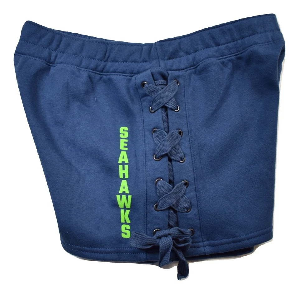 Pantalones cortos laterales con cordones de comida chatarra para mujer NFL Seattle Seahawks nuevos XS-2XL Foto 2 de 2