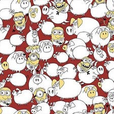 Best Family Ever Despicable Me Minions Red 100 Cotton Fabric by The Yard