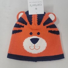 Carter's Hat Mitten Set NEW NOS Size 12-24 Months Baby Orange Blue Tiger Ears