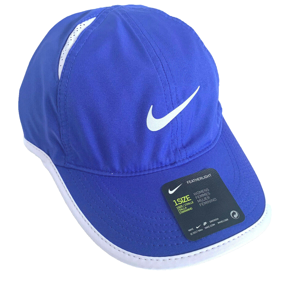 Nike Featherlight Running Tennis Hat Cap Blue With White Smoosh