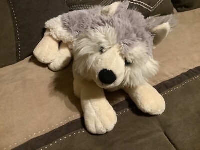 Heunec Plush Heu Hund Husky 11   Tail 4  Gray and Off White Plush Stuffed Animal