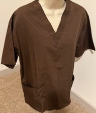 NATURAL UNIFORMS WOMENS SCRUB TOP EXTRA SMALL BROWN NEW