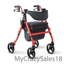Medline Premium Empower Rollator Walker with Seat, Red/Blk