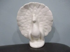 Vintage McCoy Pottery USA White Mid Century art deco Peacock Bird wall pocket