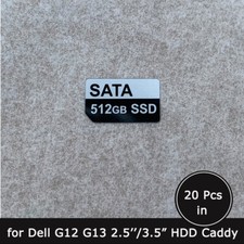 20pc of 512GB SATA SSD caddy label sticker for Dell G12 G13 2.5/3.5 tray
