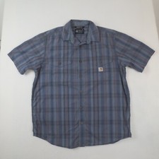 Carhartt Shirt Mens Large Blue Plaid Rugged Flex Relaxed Fit Lightweight Work
