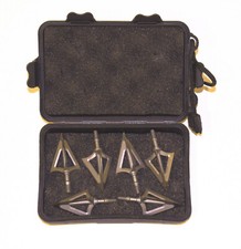 6 Pack Broadheads 125 Grain 3 Blade Fixed Hunting Crossbow Compound w/ Case